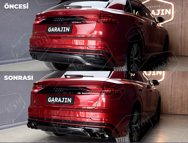 Audi Q8 (2018-Sonrası) RSQ8 Siyah Difüzör ve Egzoz Seti