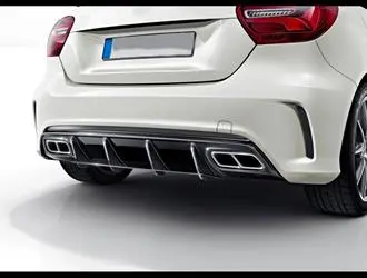 A Serisi W176 (2012-2015) A45 Siyah Difüzör ve Silver Egzoz Seti