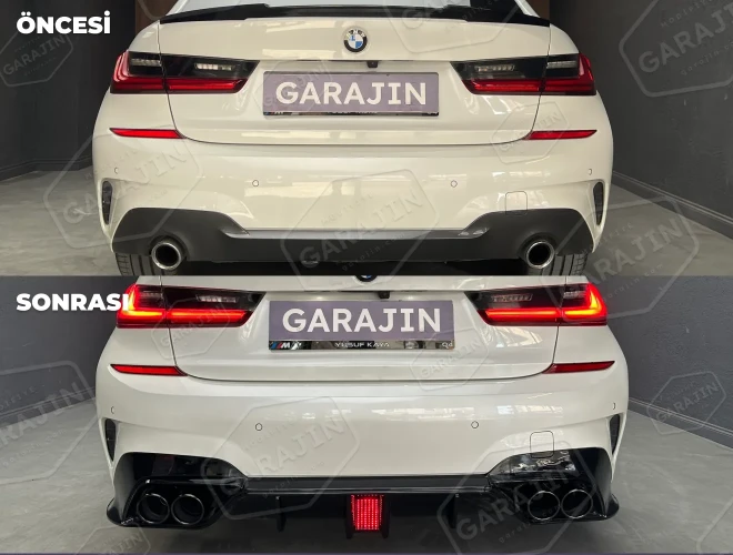 G20 M3 Görünüm GTS Difüzör Seti (Çakarlı ve Egzozlu)